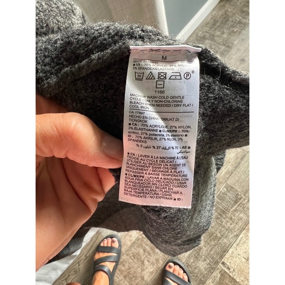 Old Navy Gray Plaid Open Front Cardigan Sweater Medium Longline‎ Knit - Picture 5 of 5